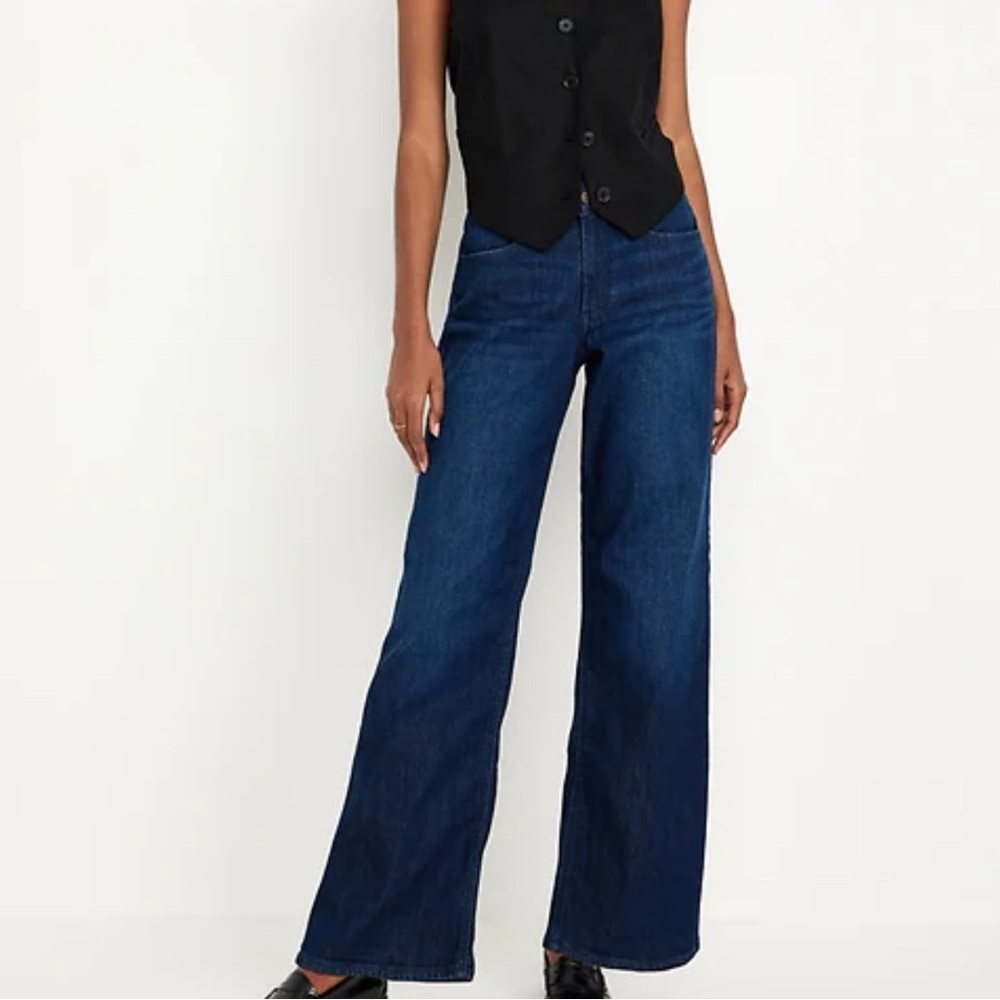 Old Navy High-Waisted Wide-Leg Jeans - Dark Wash - 12